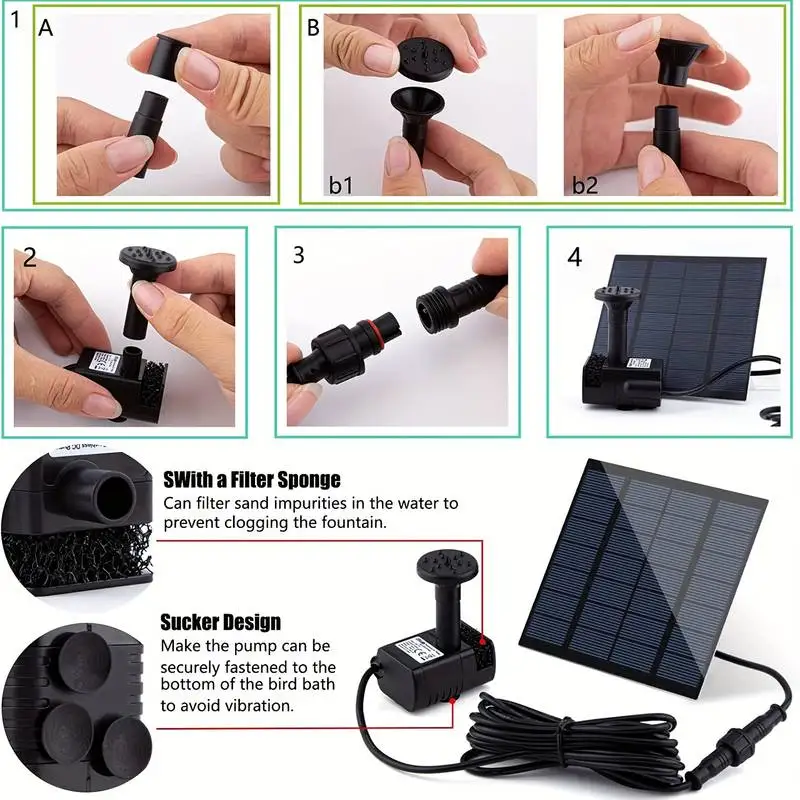 Solar Fountain with 6 Nozzles  - đánh giá và giá Solar Pool Pump Kit