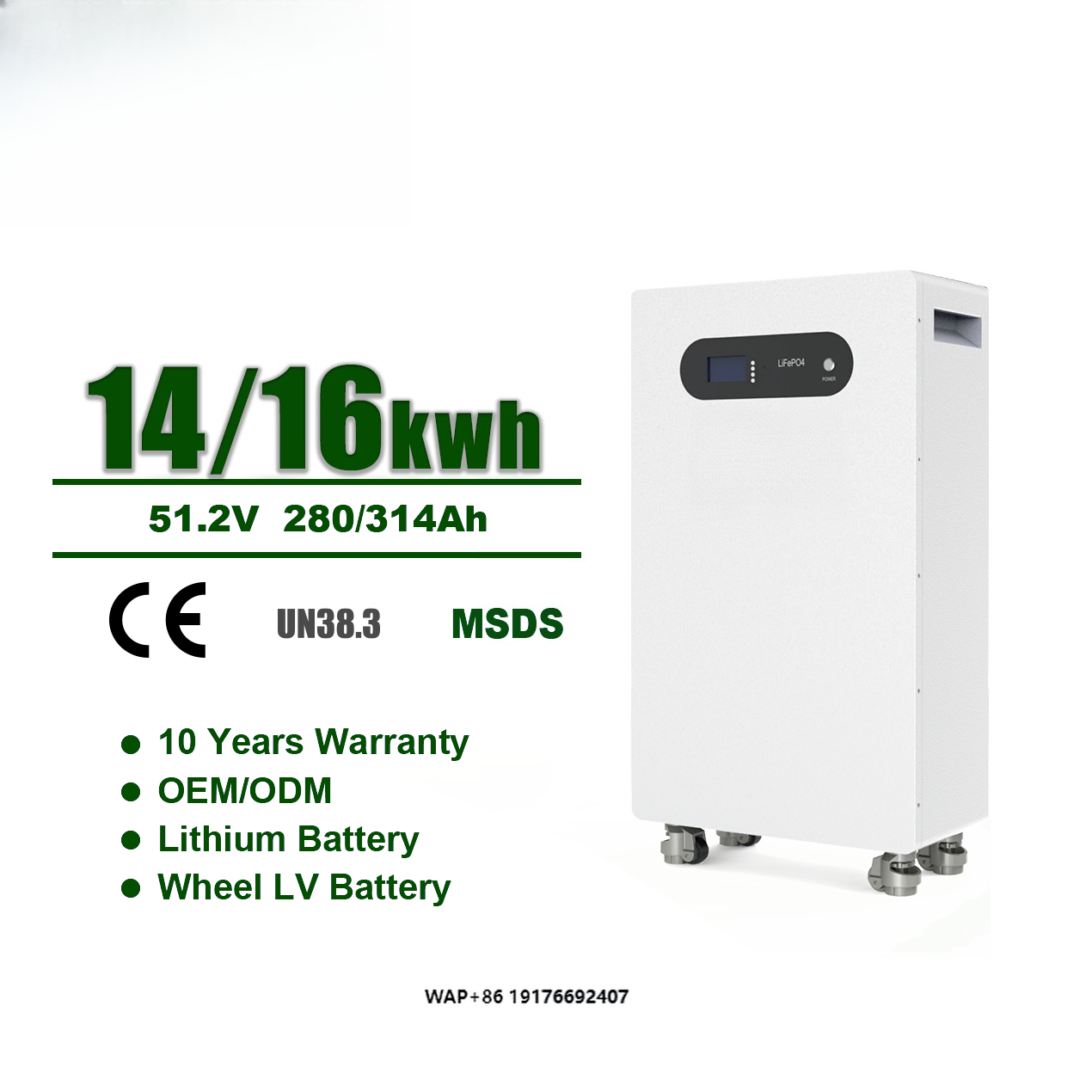 Standing 16Kwh Lithium Battery - đánh giá và giá Lifepo4 Battery Pack